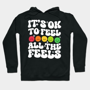 It's Ok To Feel All The Feels  Emoji Face Feelings Groovy Wavy Hoodie